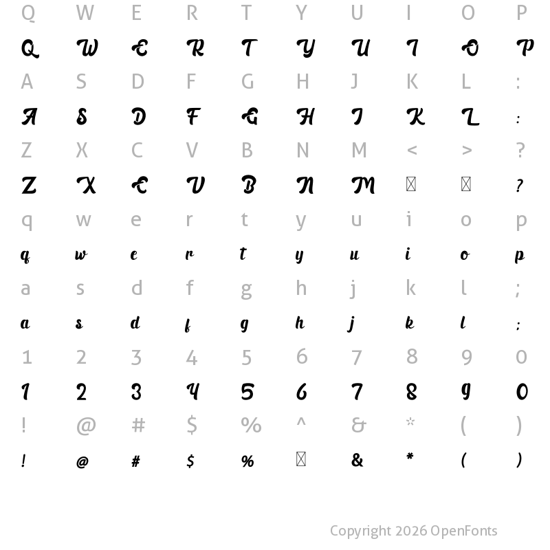 Character Map of Black Ryder Demo Regular