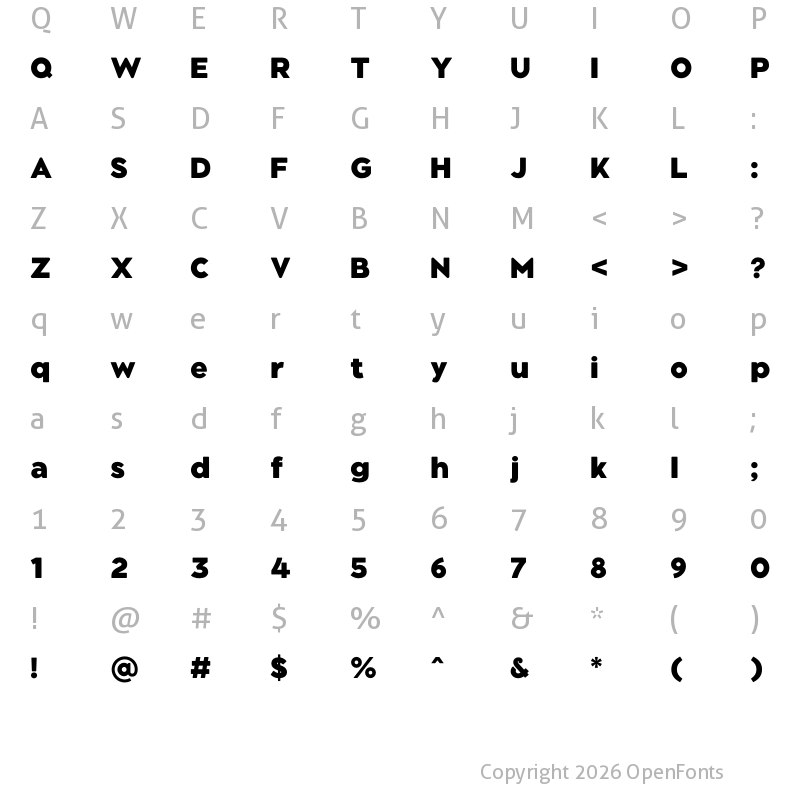 Character Map of Black Sans Black