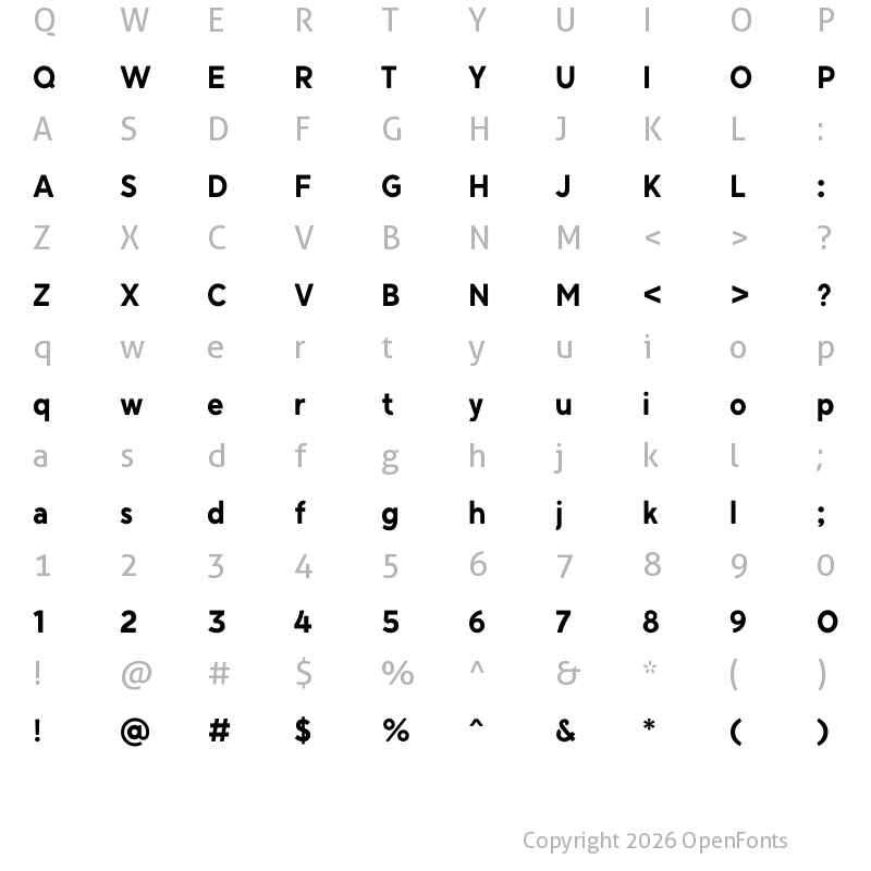 Character Map of Black Sans Condensed Bold