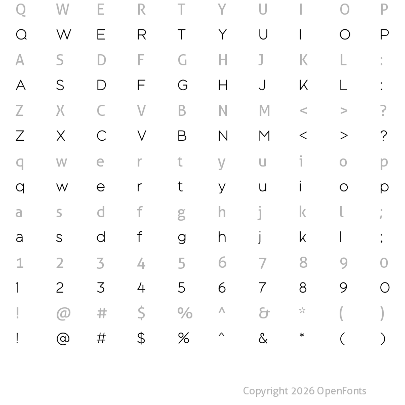 Character Map of Black Sans Light