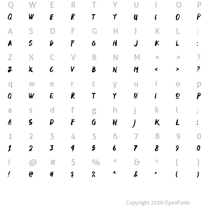 Character Map of Black Space Regular