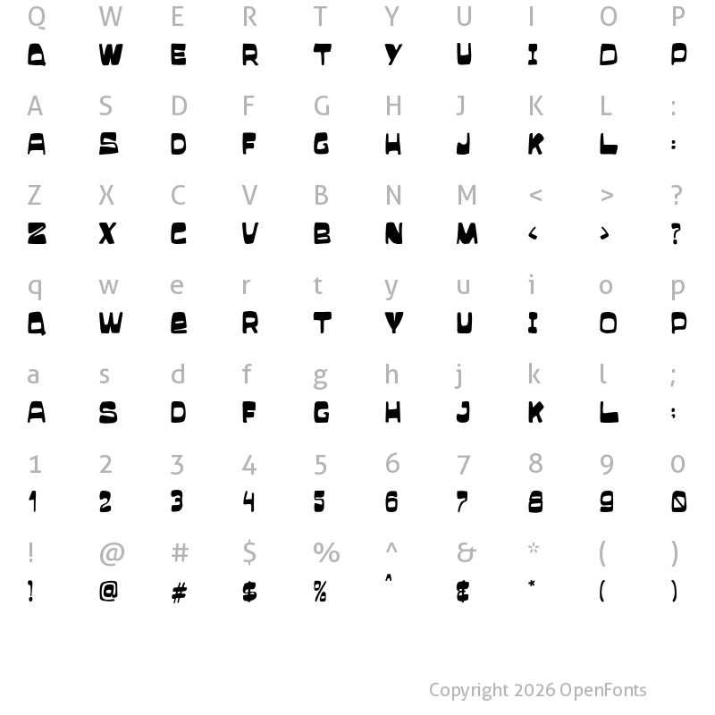 Character Map of Black Wagoon Demo Regular