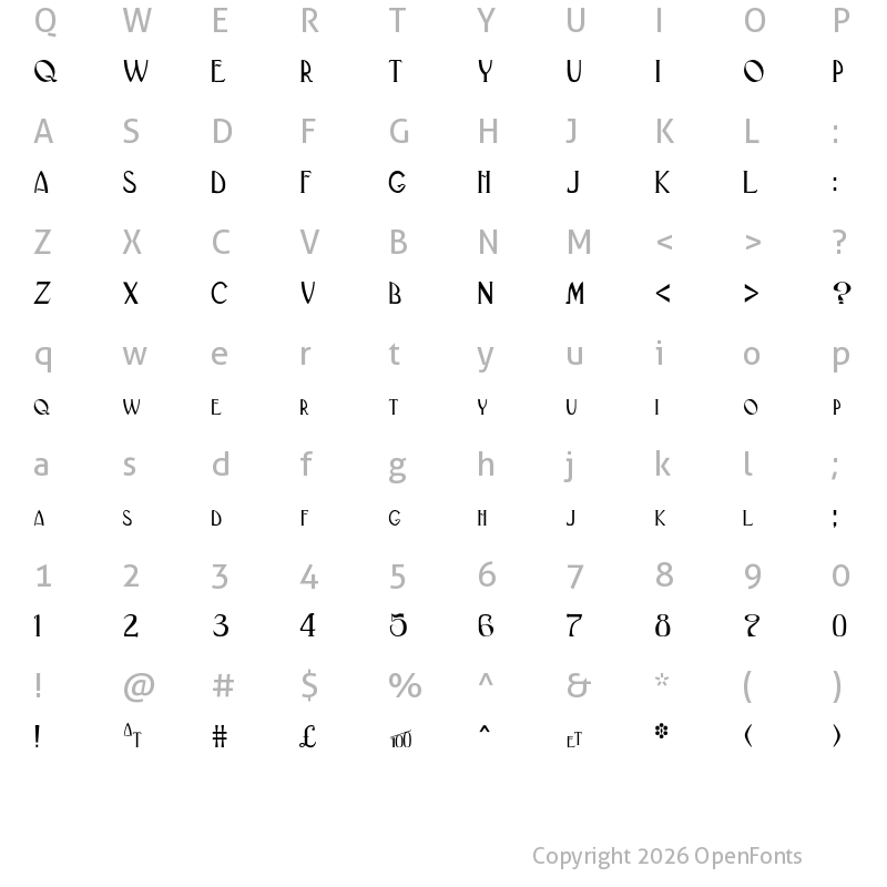 Character Map of BlackAdderII Regular