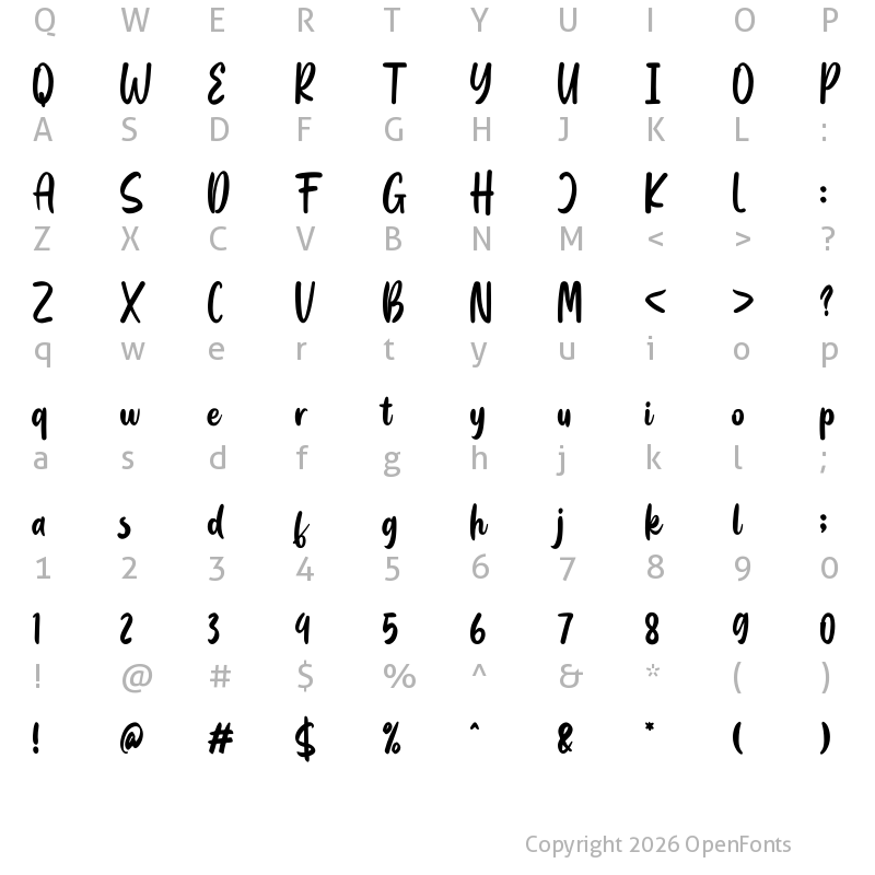 Character Map of Blackbill Regular