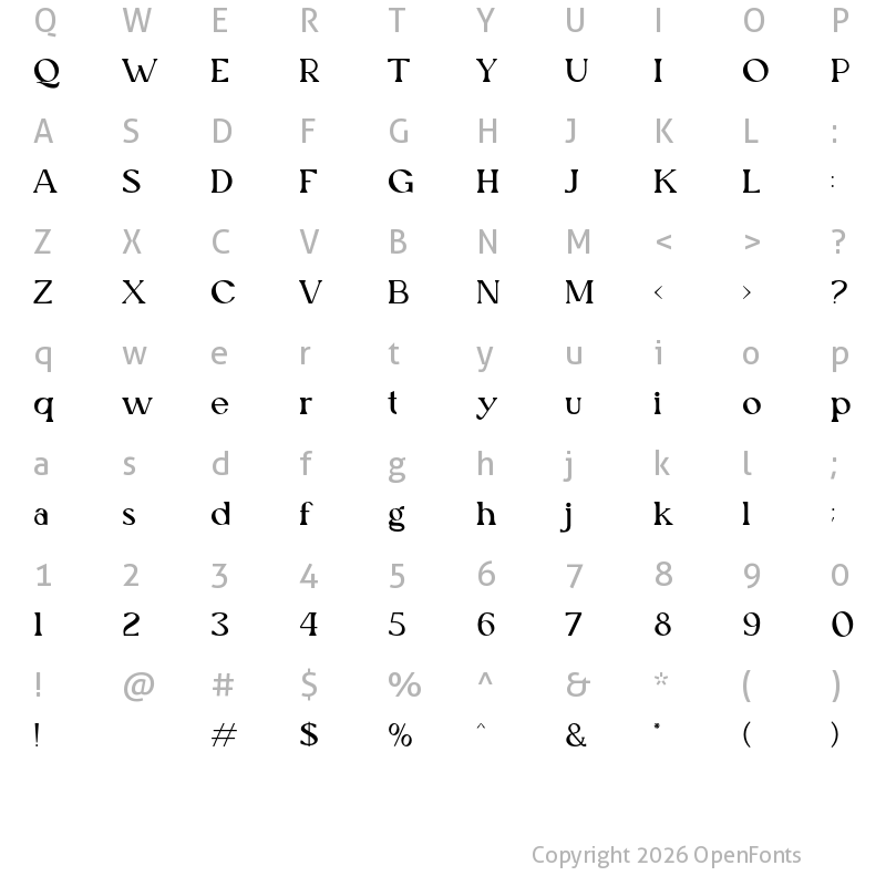 Character Map of BlackEcho Regular