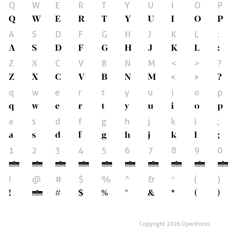 Character Map of Blacker Display Bold