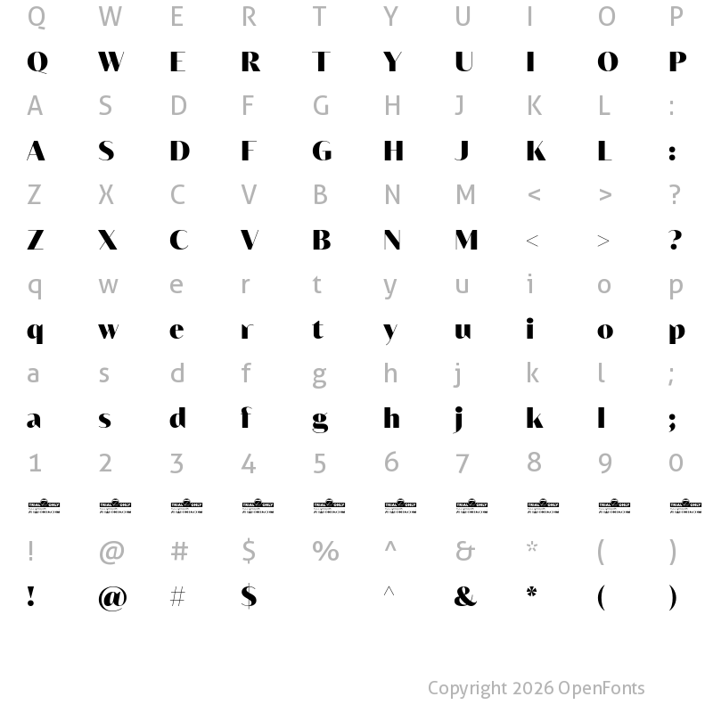 Character Map of Blacker Sans Display Trial Black