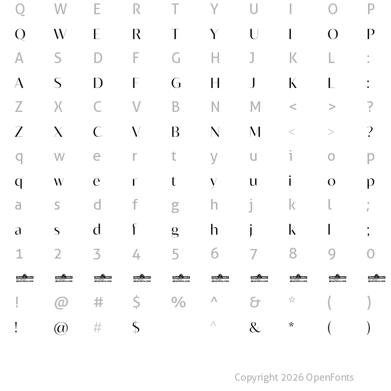 Character Map of Blacker Sans Display Trial Book