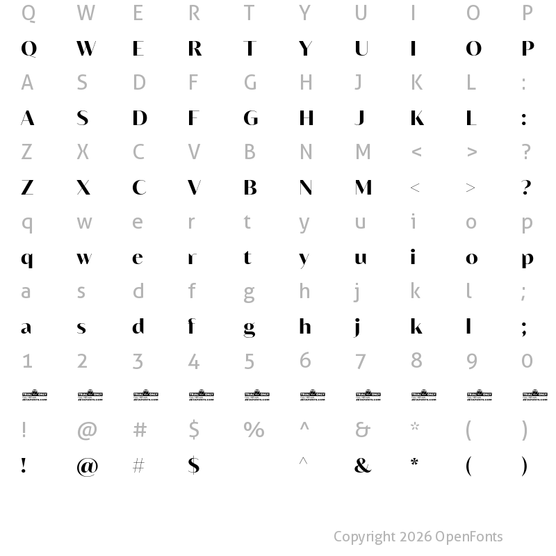 Character Map of Blacker Sans Display Trial Extrabold