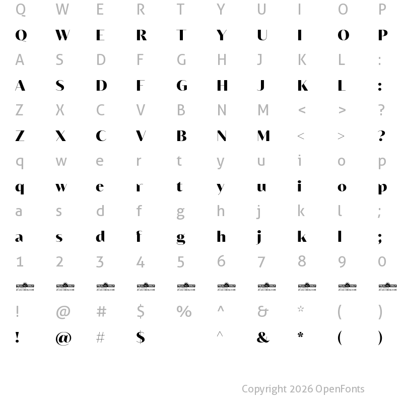 Character Map of Blacker Sans Display Trial Heavy