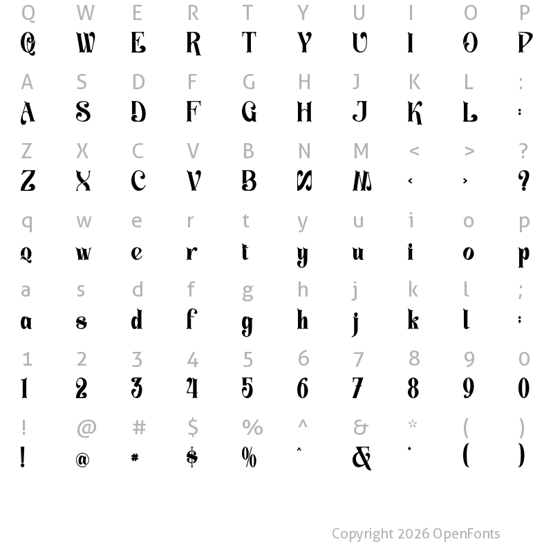 Character Map of Blacket - Personal use Regular