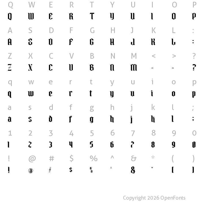 Character Map of Blackiron Demo Regular