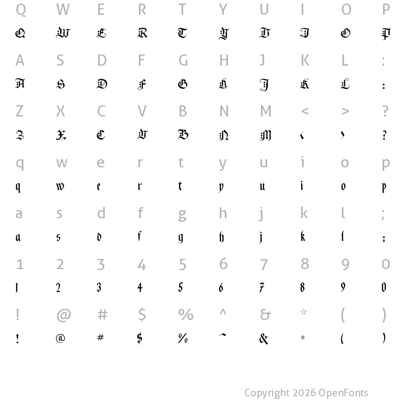 Character Map of BlackKnightFLF Regular