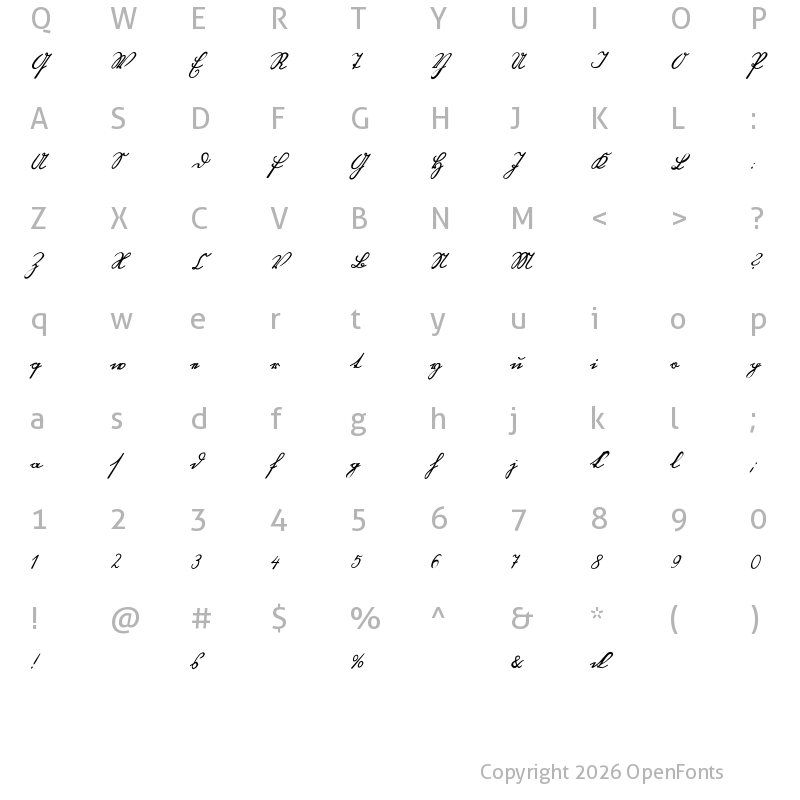Character Map of Blackletter Hand Regular