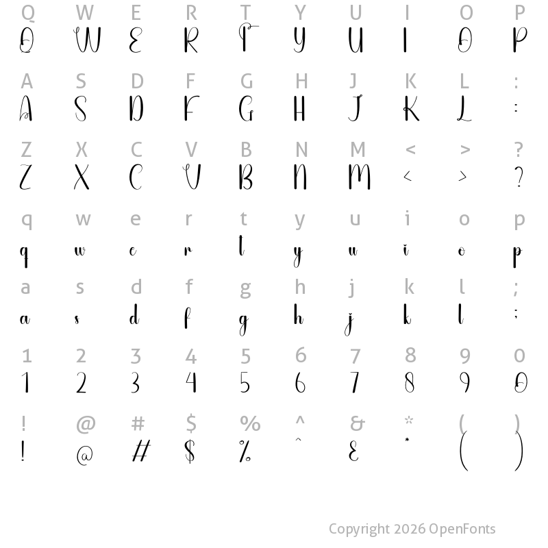 Character Map of Blackline Regular