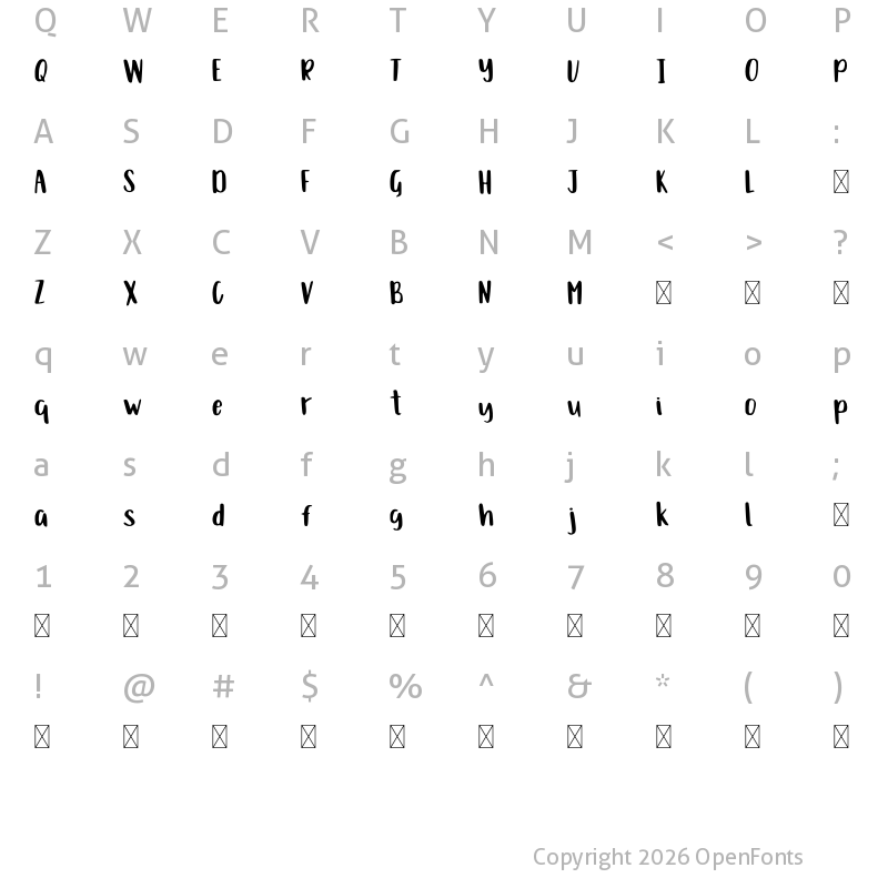Character Map of Blackmoon Regular