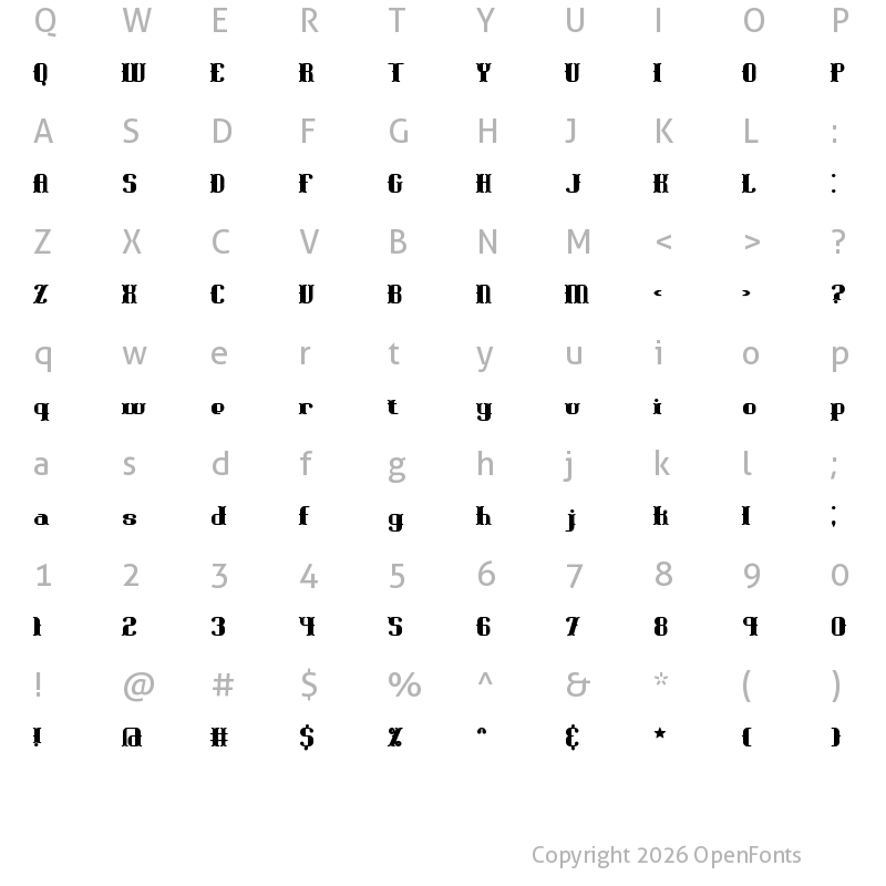 Character Map of Blackoninaut Bold BRK Normal