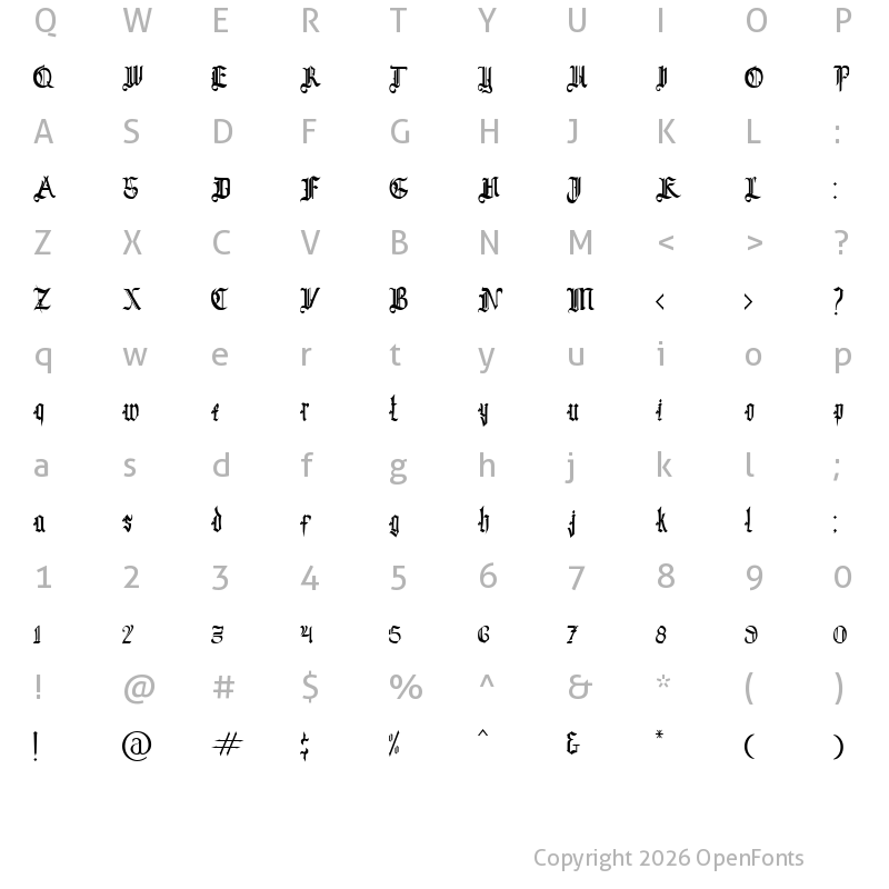 Character Map of Blackrose Regular
