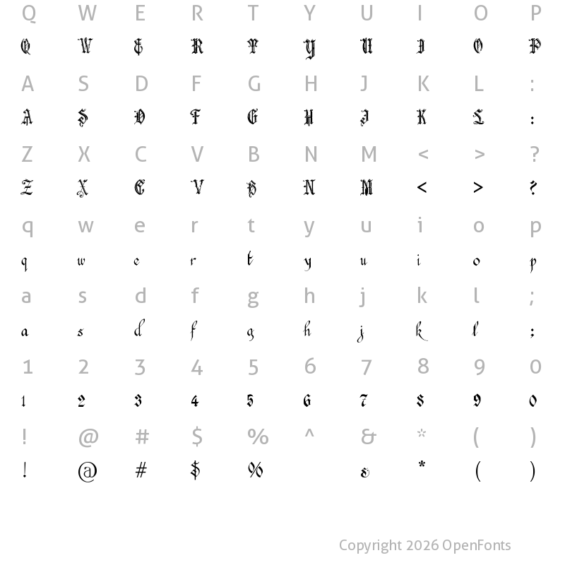 Character Map of Blackstone_Hand Regular