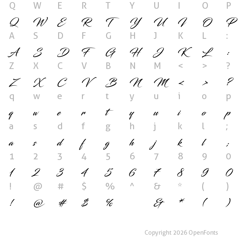 Character Map of Blacksword Regular