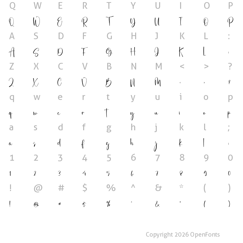 Character Map of Blackwhite Regular