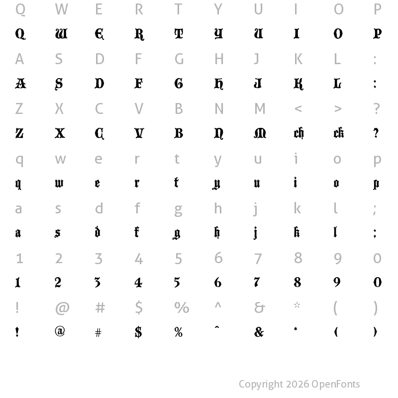 Character Map of BlackwoodCastle Regular