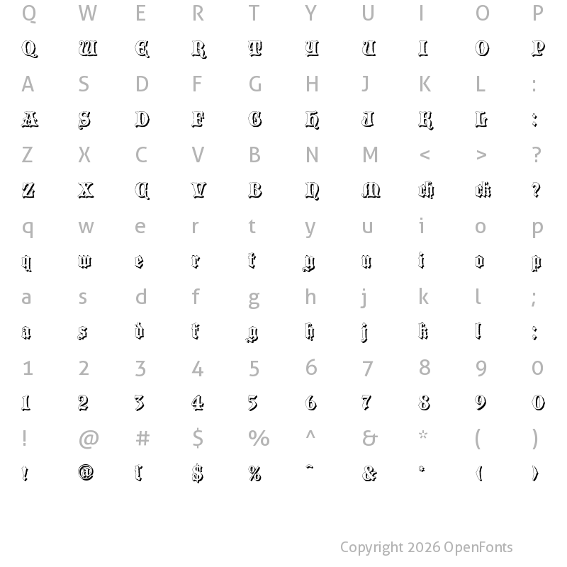 Character Map of BlackwoodCastleShadow Regular