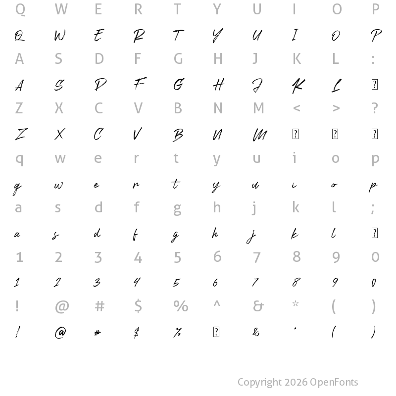 Character Map of Bladekill Regular