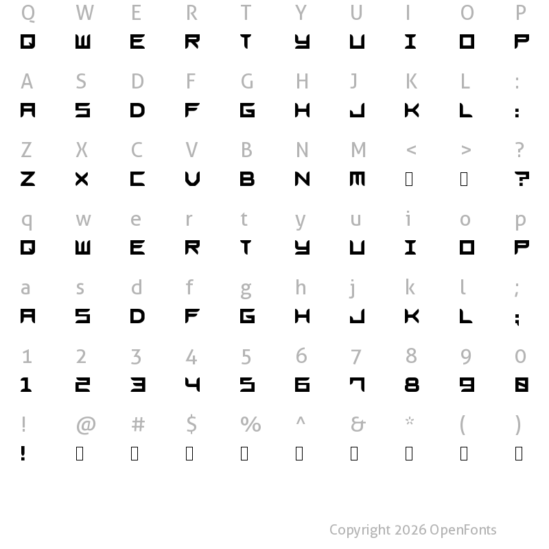 Character Map of Blades GF Free Regular