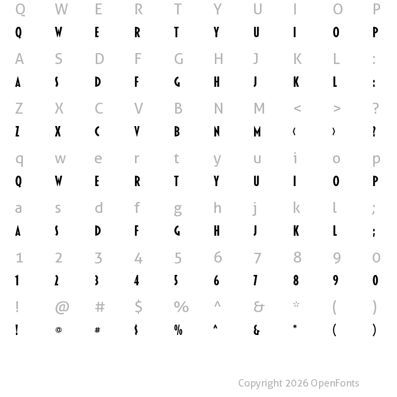 Character Map of Blakely Bold