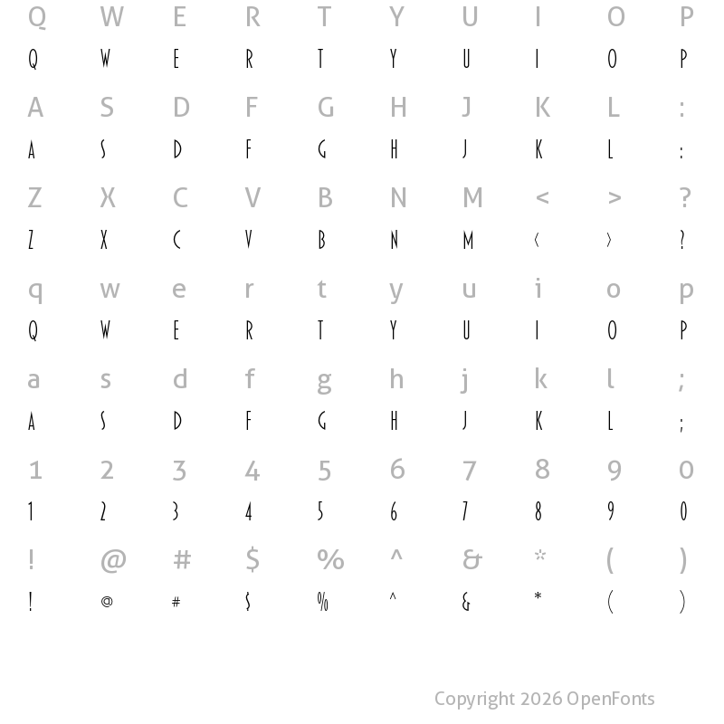 Character Map of Blakely Light