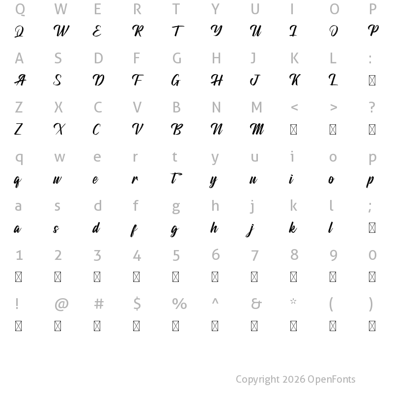Character Map of Blandis Demo Regular