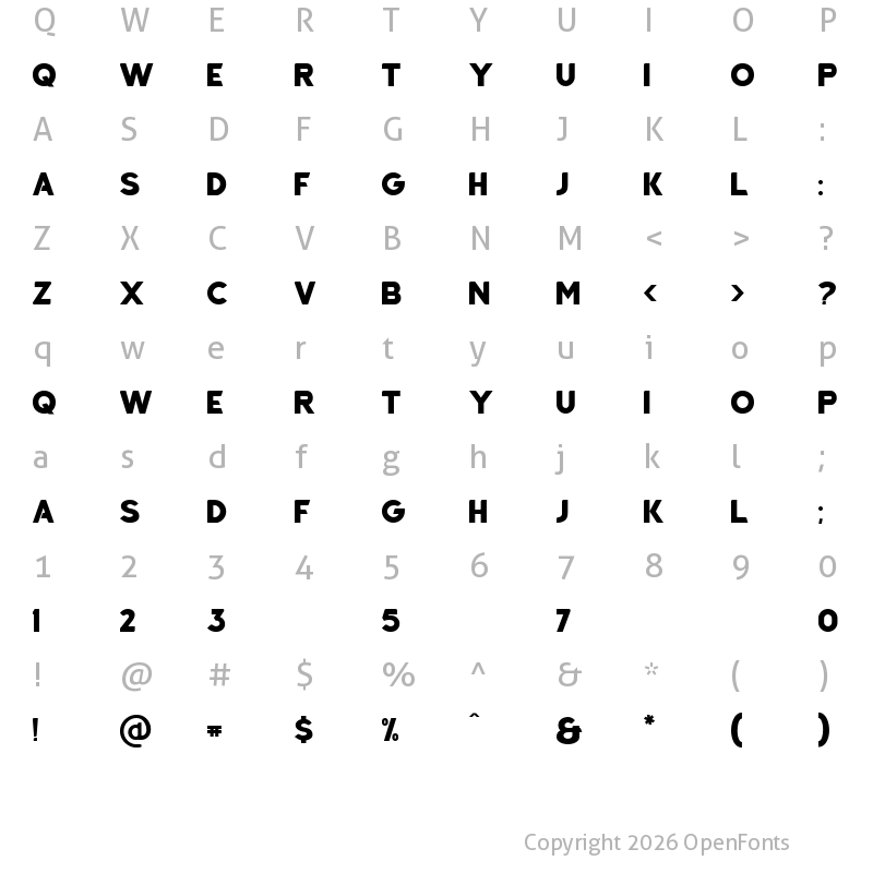 Character Map of blantic Regular