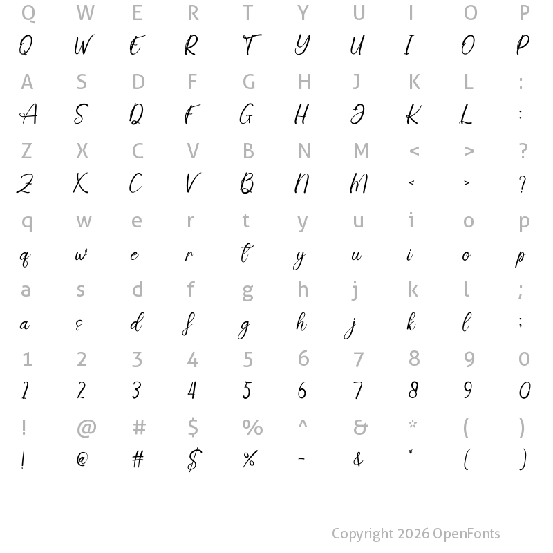 Character Map of Blaster Gift Regular