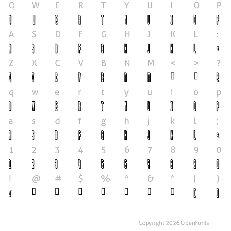 Character Map of Blaster Regular