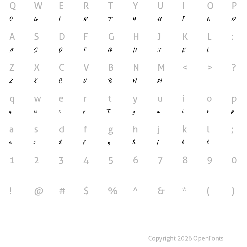 Character Map of Blaze Spirit Free Regular