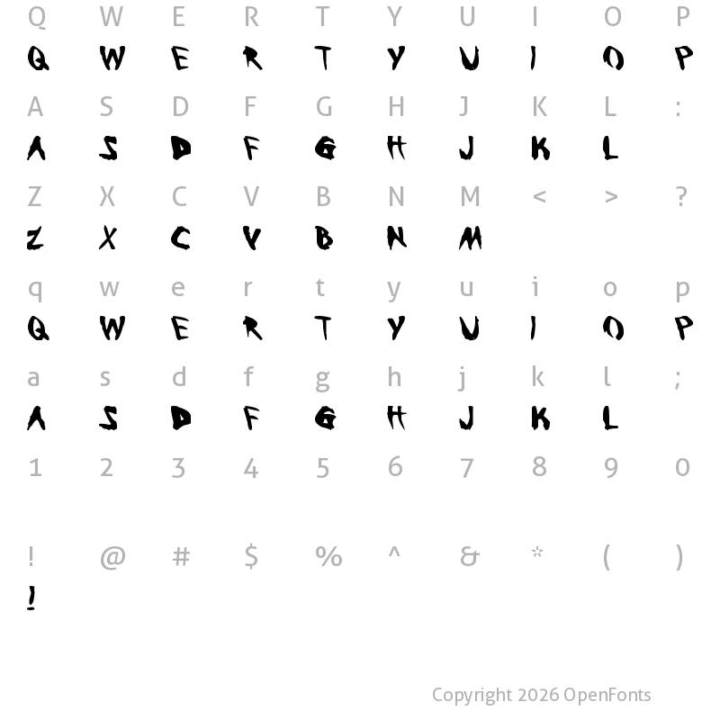 Character Map of Bleeding Trough Regular