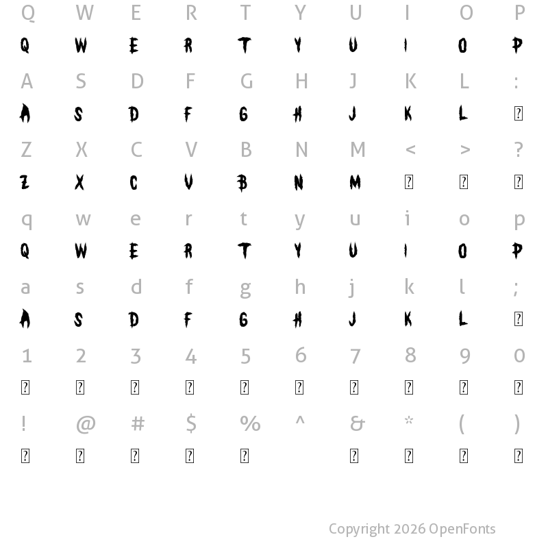 Character Map of BLEEECH Regular