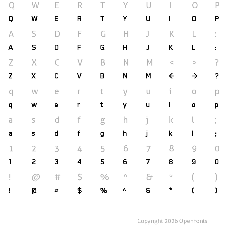 Character Map of Blender Pro Bold