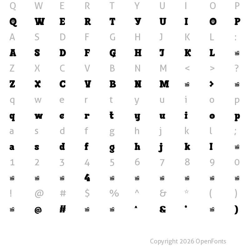 Character Map of BLEQCKI Trial Regular