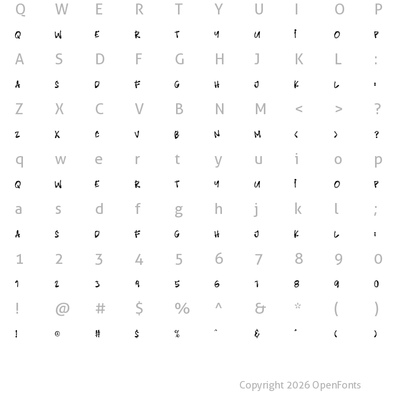 Character Map of Blindshot Regular