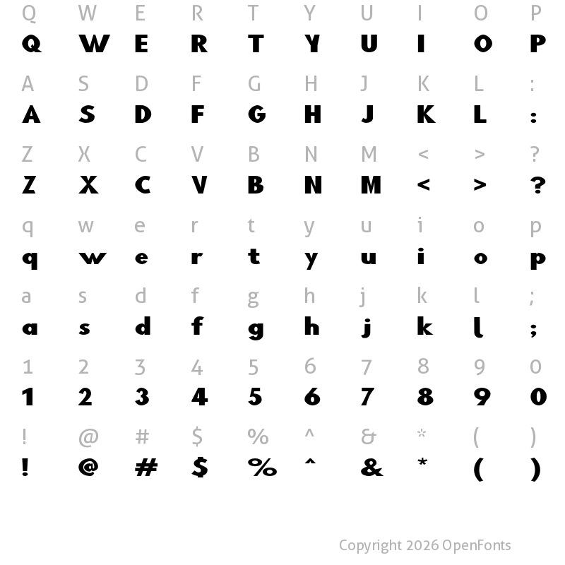 Character Map of Blink UltraWide