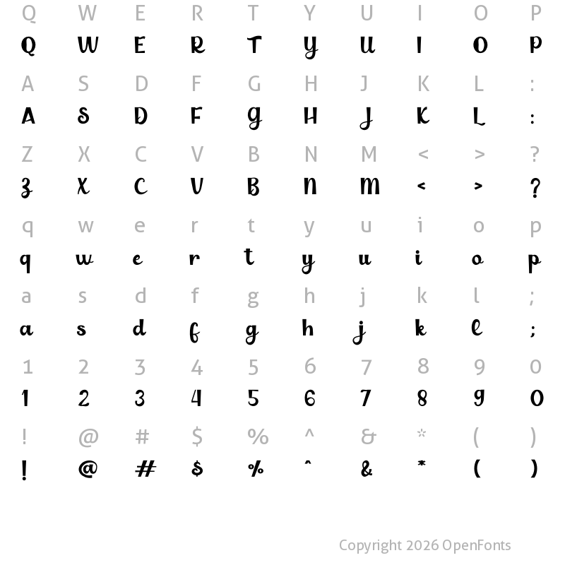 Character Map of Blinkdate Regular