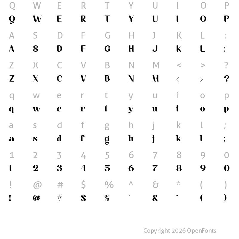 Character Map of Bloadrish Regular