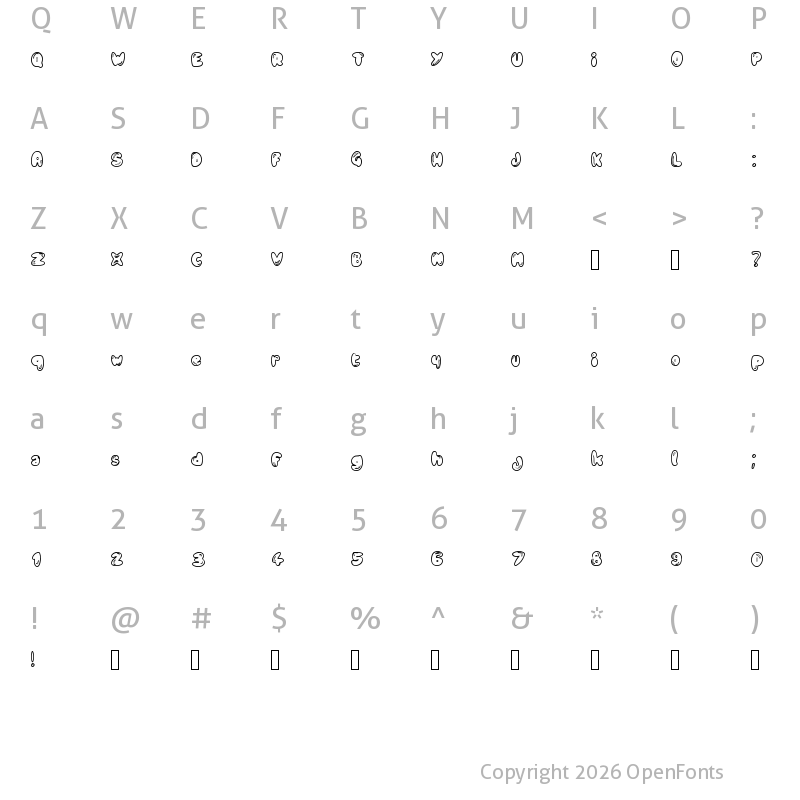 Character Map of Blobbles Regular