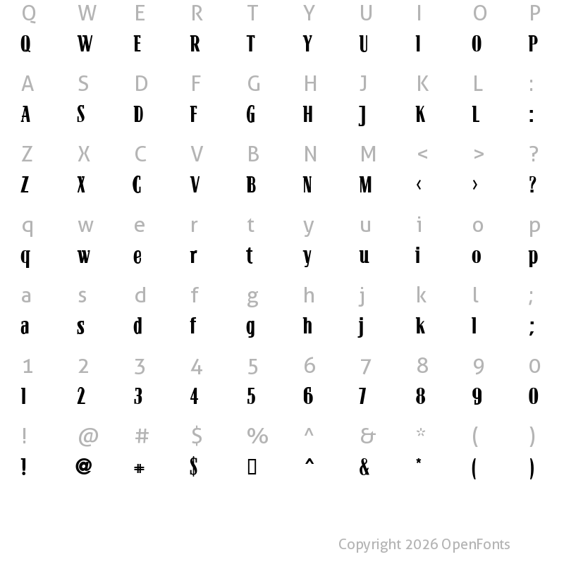 Character Map of Bloc Bold Bloc Bold