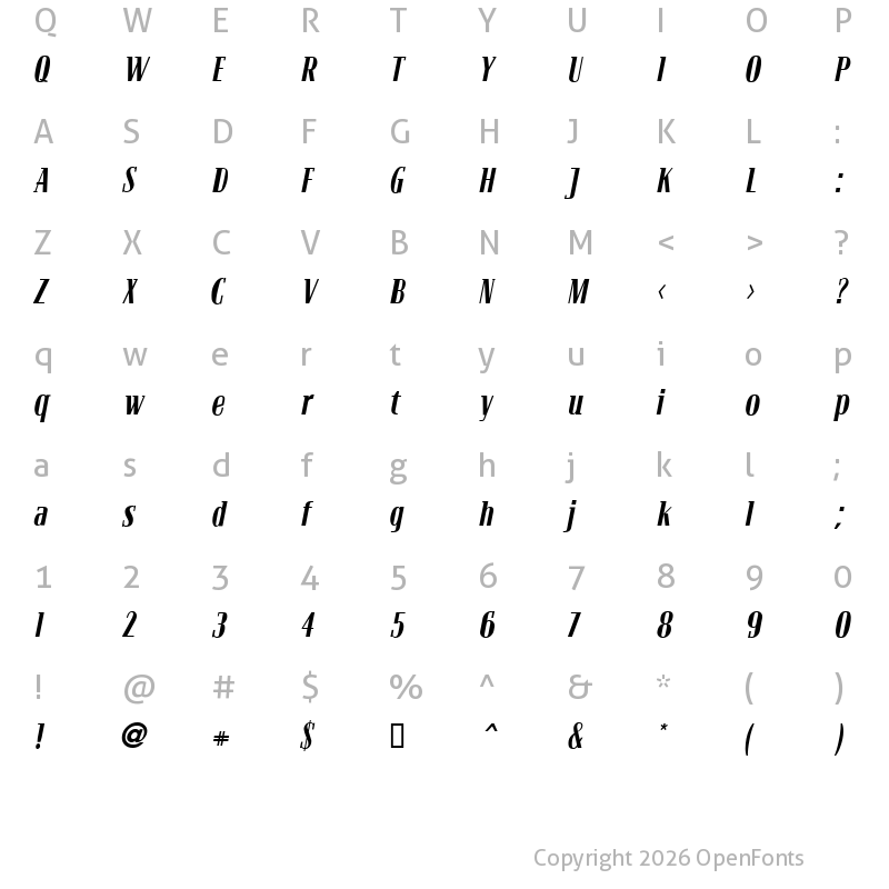 Character Map of Bloc Kursiv Bloc Kursiv