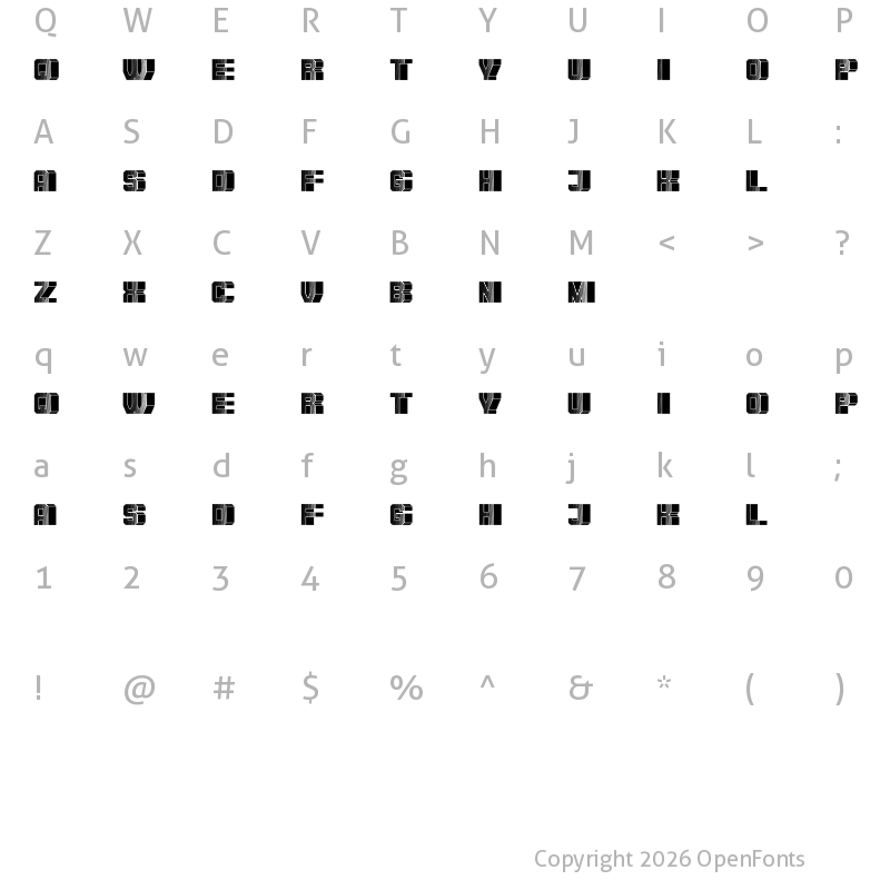 Character Map of Blocchi Reverse Regular