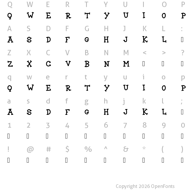 Character Map of BLOCK CARTOON Medium