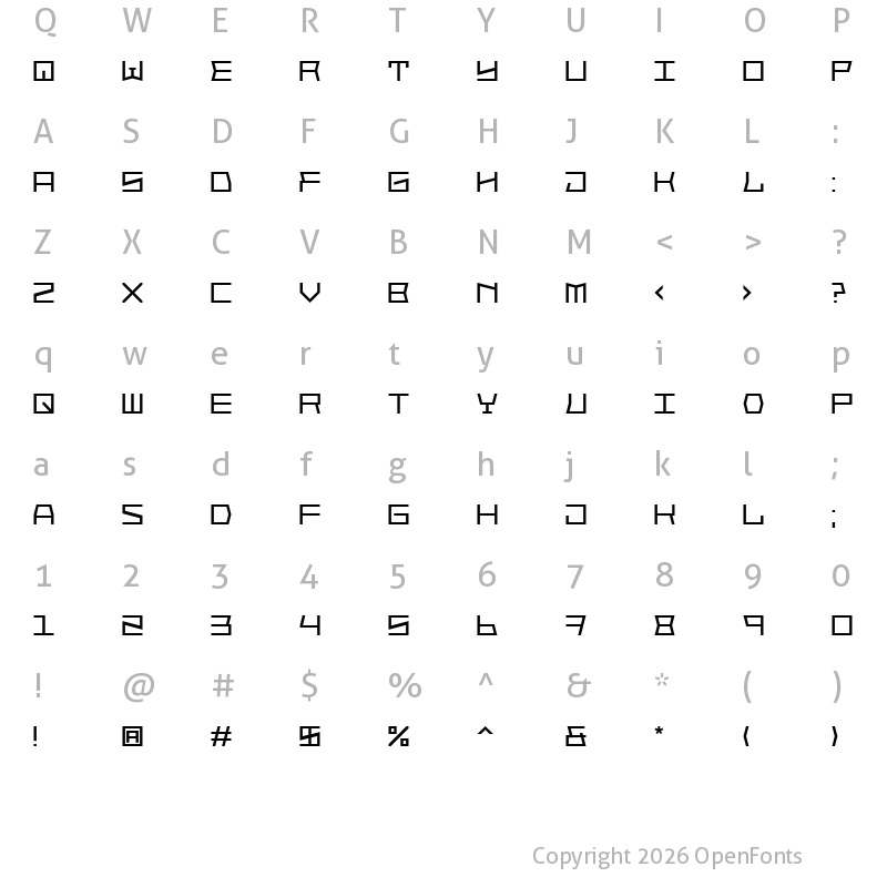 Character Map of Block Face Regular